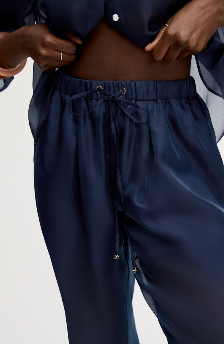 Sam Edelman Sheer Drawstring Pants, Alternate, color, Navy