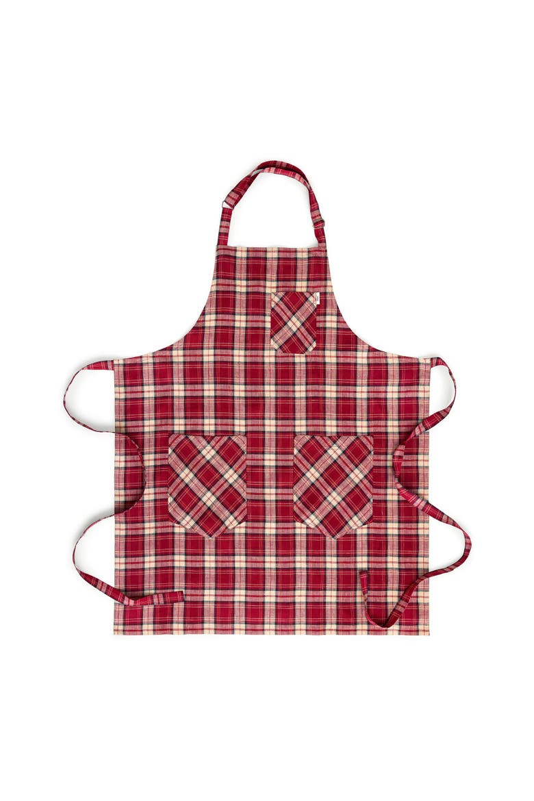 Linen Bib Apron for Men & Women with Front Pockets, 33 x 30 Inches, Main, color, Burgundy