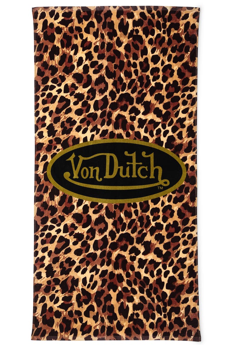 Iconic Y2K 100% Cotton 30"x60" Beach Towel | Flying Eyeball, Main, color, Leopard