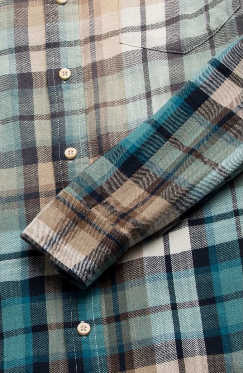 Surfside Supply Co. Brian Ombre Plaid Shirt, Alternate, color, Green Combo