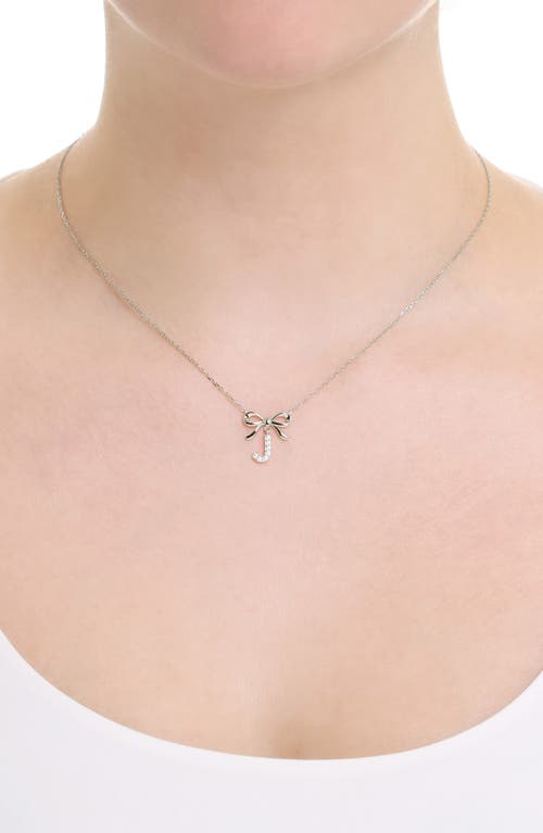 Athra Luxe Cubic Zirconia Bow Initial Pendant Necklace In Metallic