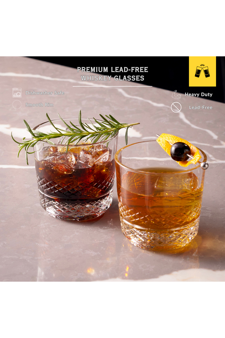 Whiskey Sour Old Fashioned Glasses Tumblers - 12oz - Set of 6, Alternate, color, Clear