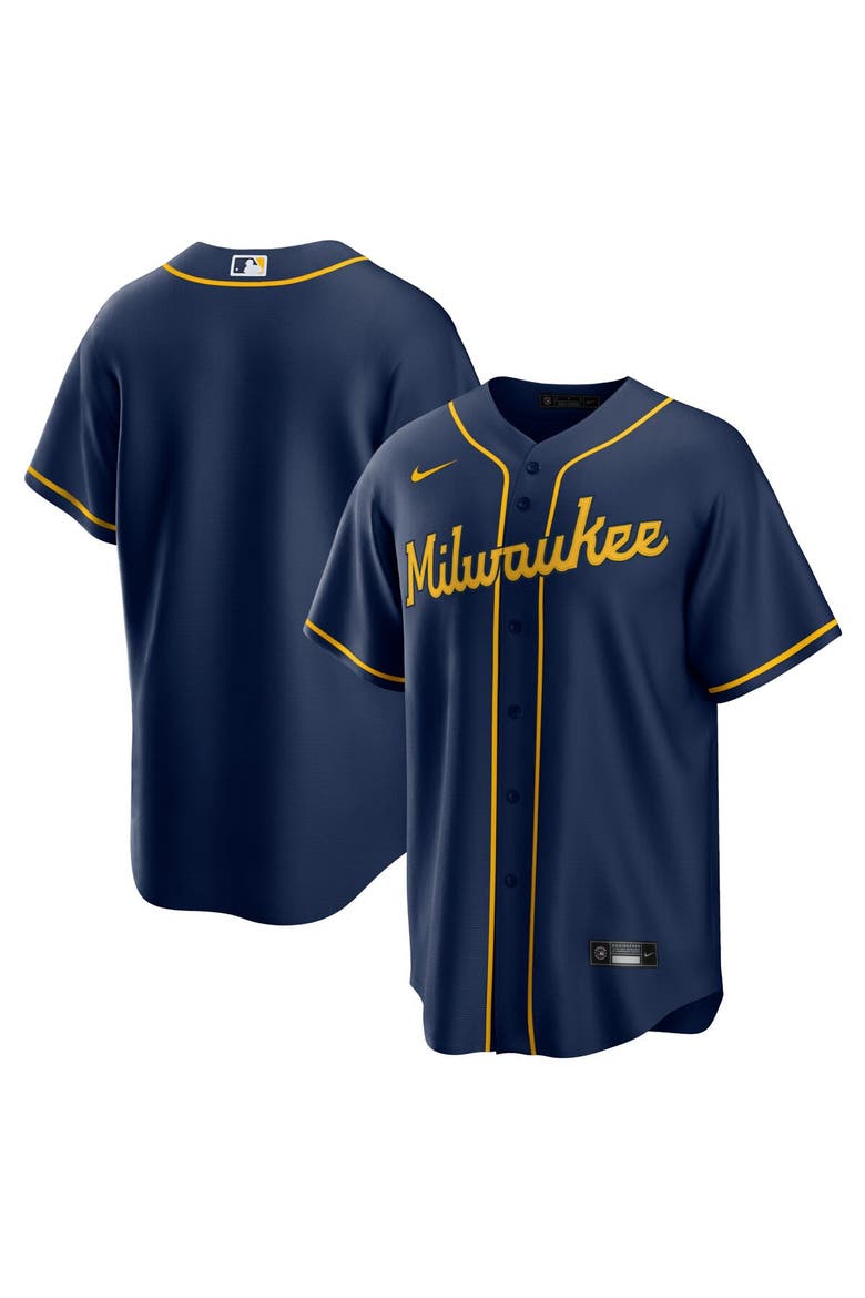 Men's Nike Navy Milwaukee Brewers Alternate Replica Team Jersey, Alternate, color, Navy