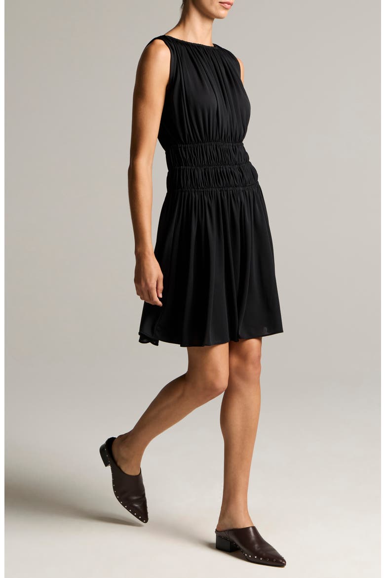Smocked Waist Minidress, Alternate, color, BLACK