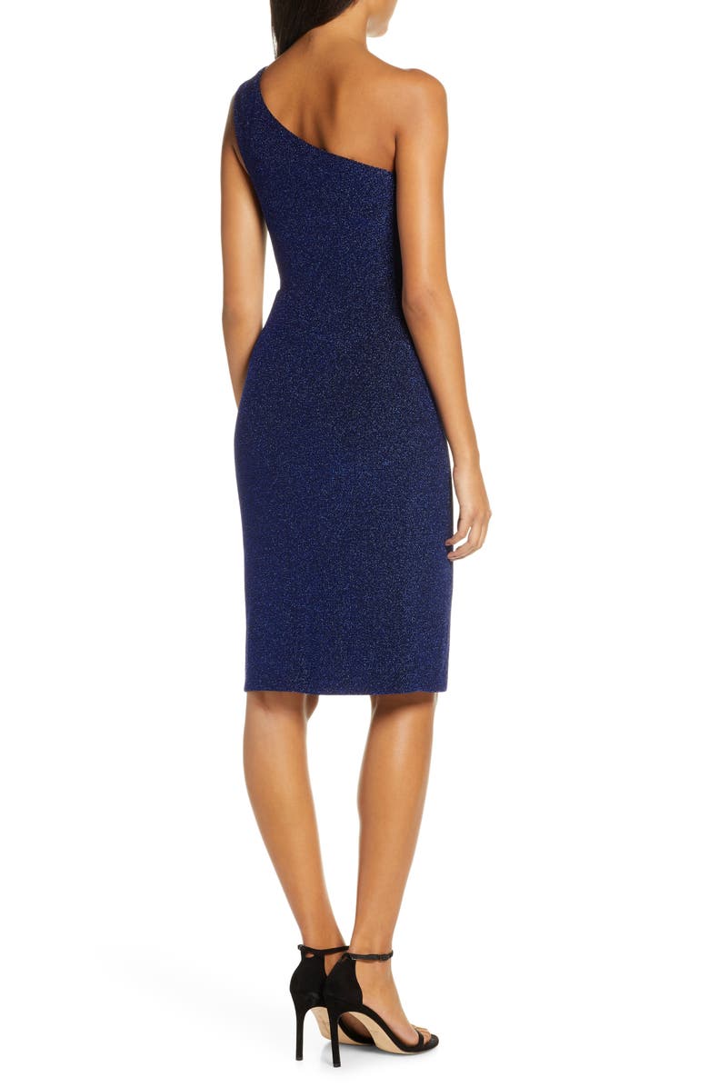 Vince Camuto One-Shoulder Glitter Knit Body-Con Dress, Alternate, color, 