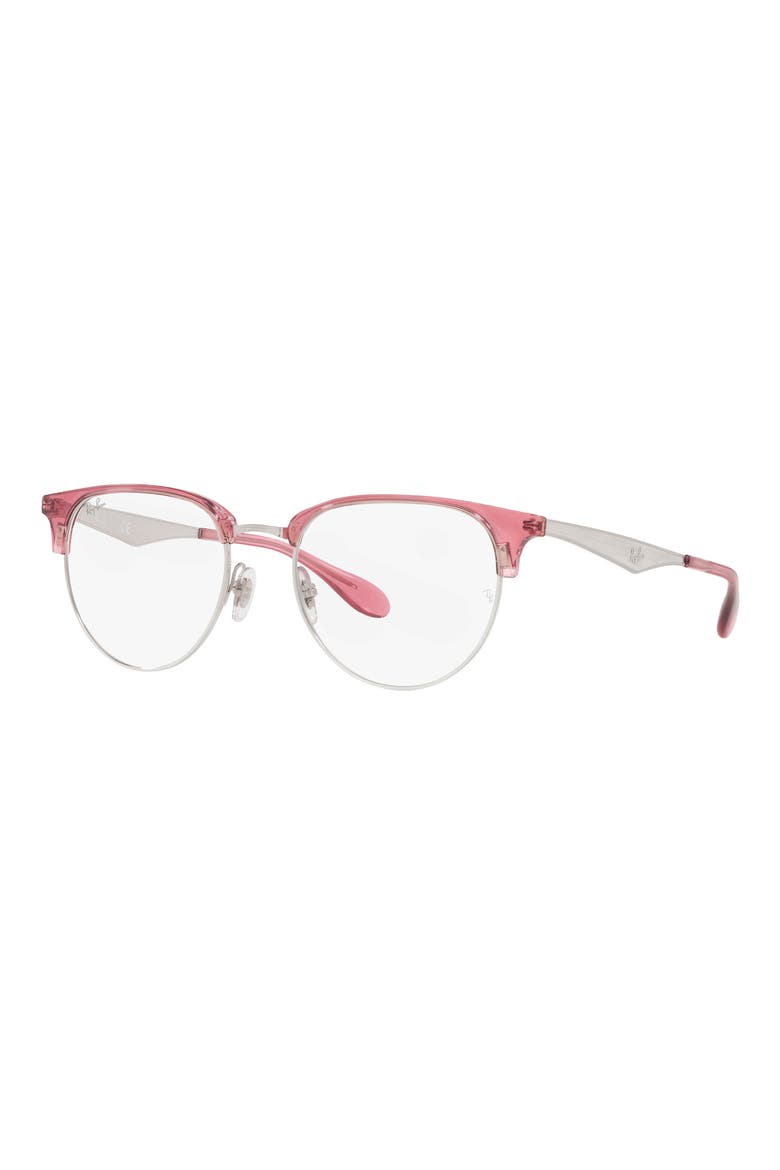 Phantos 53mm Clear Frame Optical Glasses, Alternate, color, RED SILVER