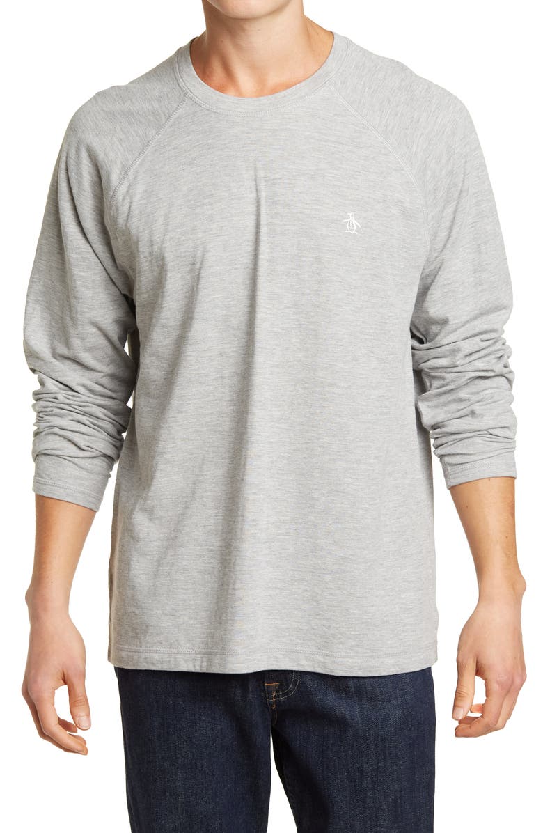 Original Penguin Jersey Crew Neck Long Sleeve T-Shirt, Main, color, Rain Heather