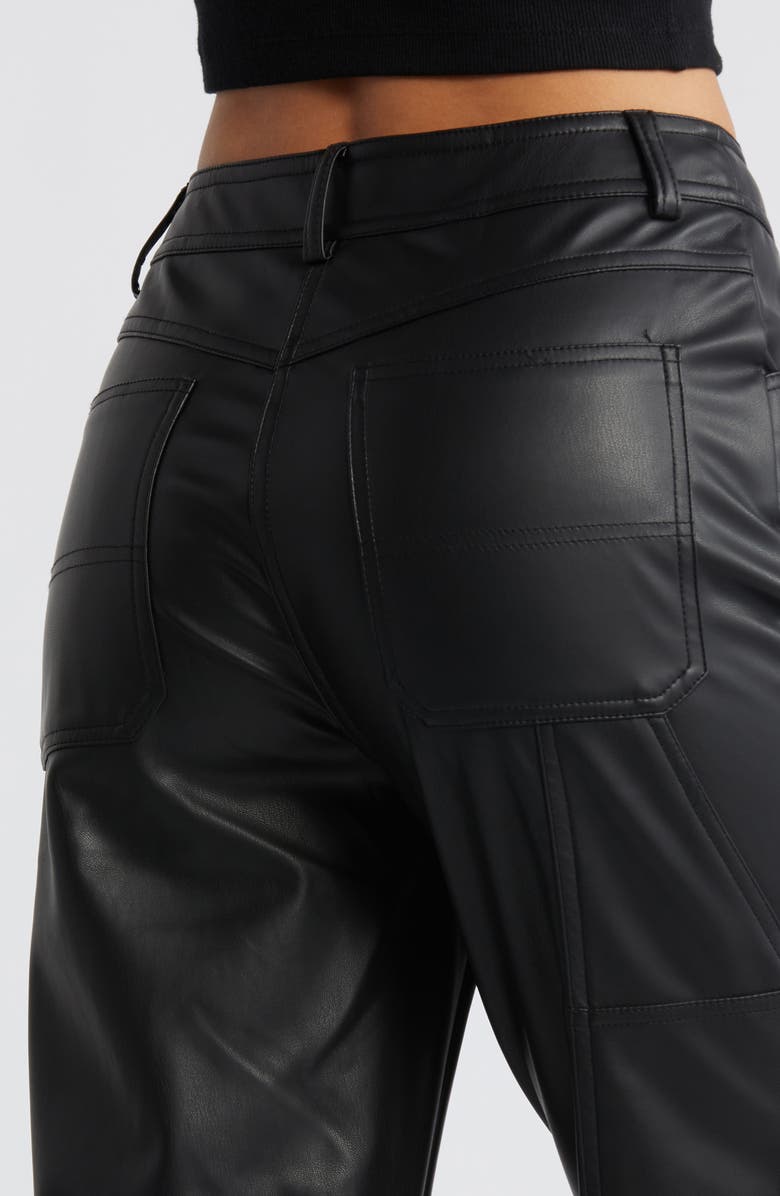 Topshop Faux Leather Straight Leg Trousers, Alternate, color,