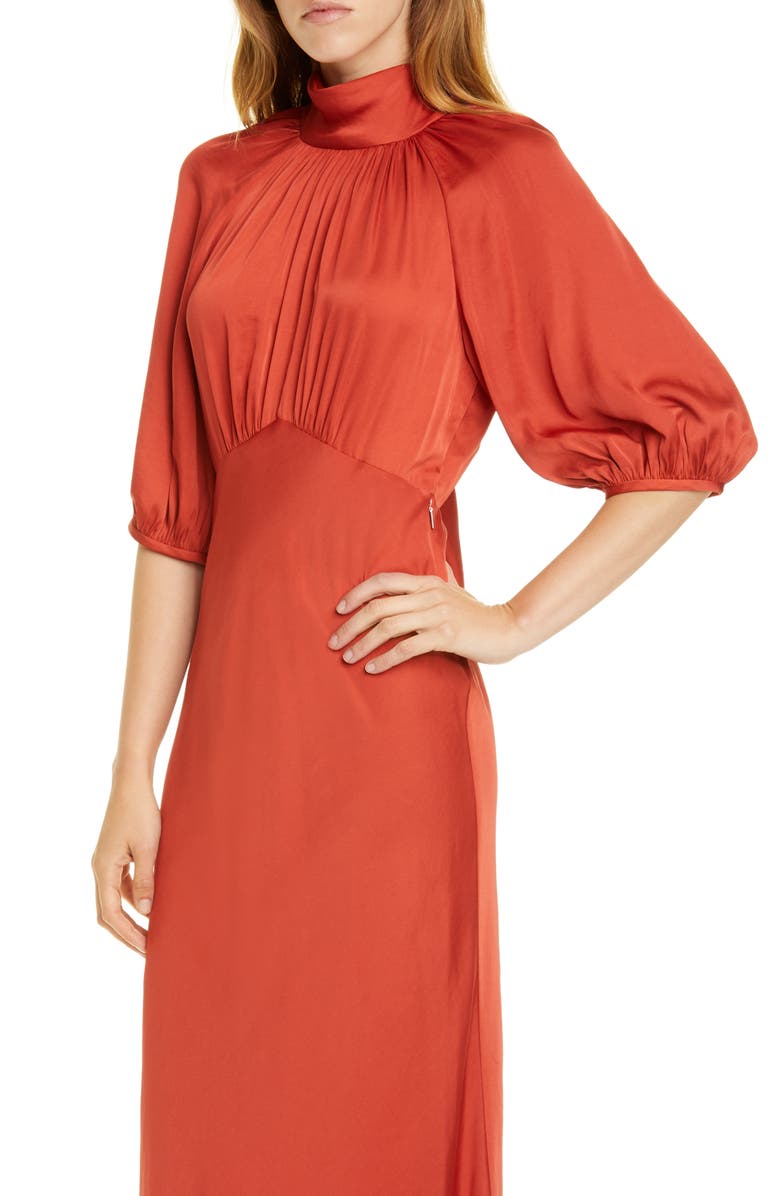 Rebecca Taylor Tie Neck Satin Dress, Alternate, color,