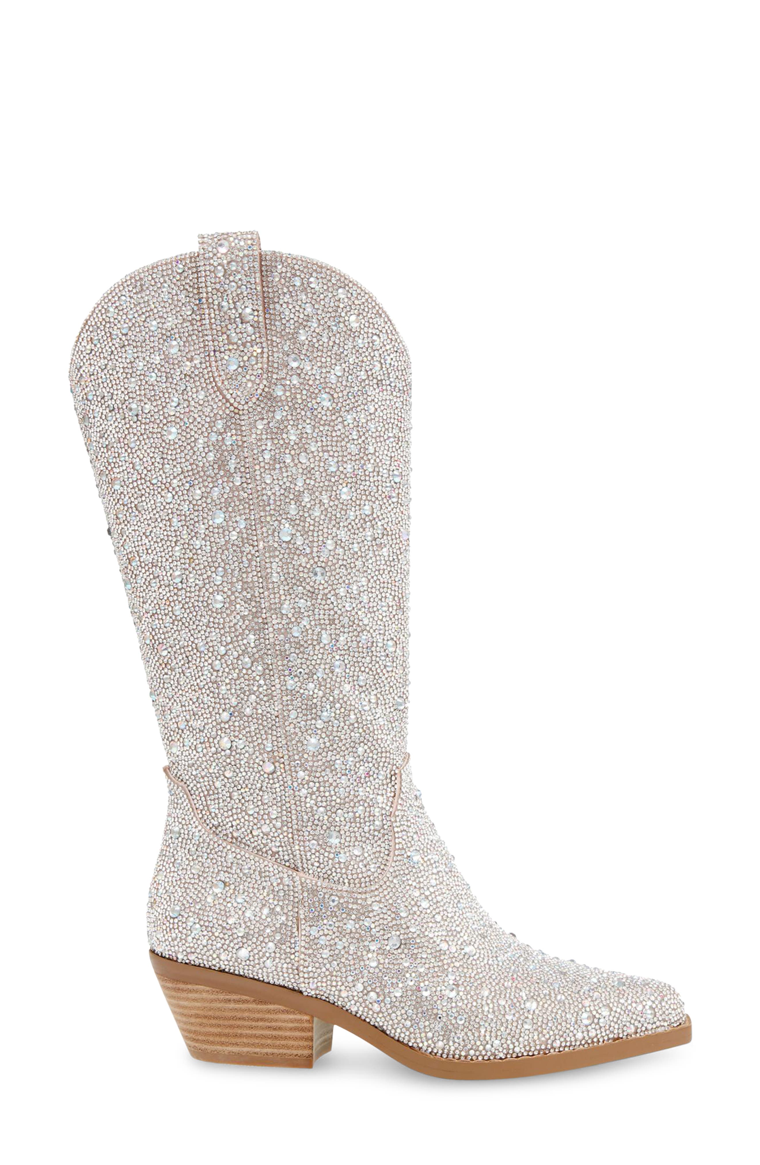 Betsey Johnson Dalas Embellished Western Boot, Alternate, color, 