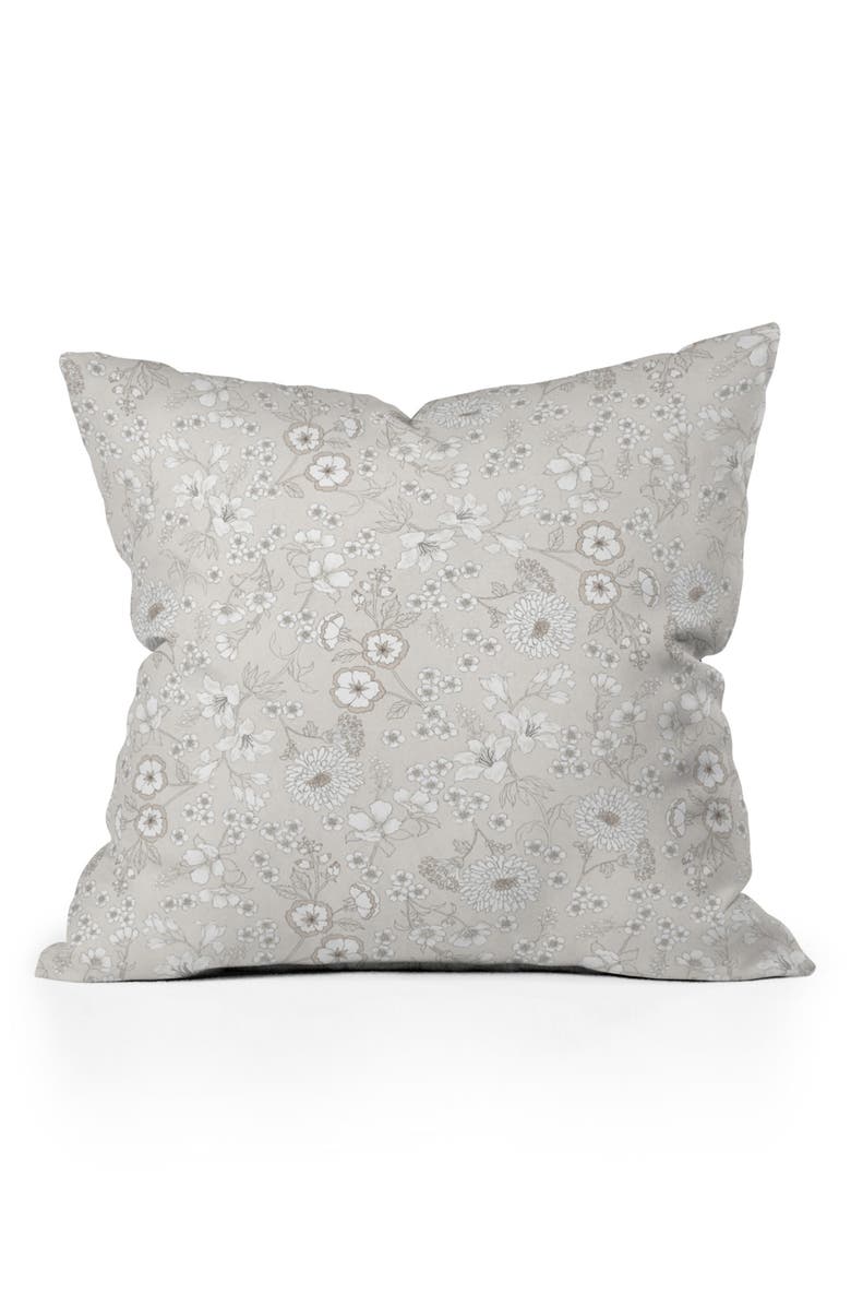 Deny Designs Audrey Floral Throw Pillow, Main, color, Beige