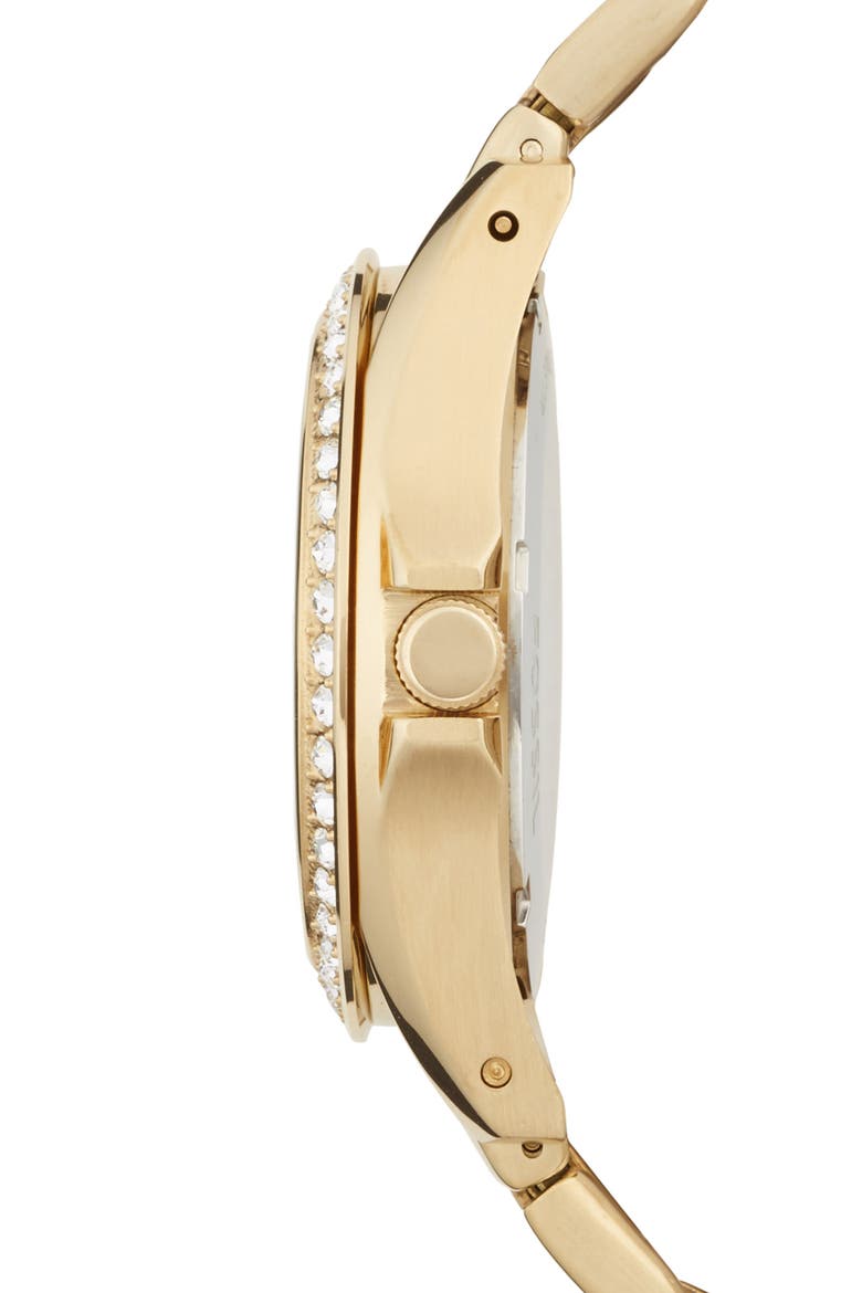 'Riley' Round Crystal Bezel Bracelet Watch, 38mm, Alternate, color, GOLD