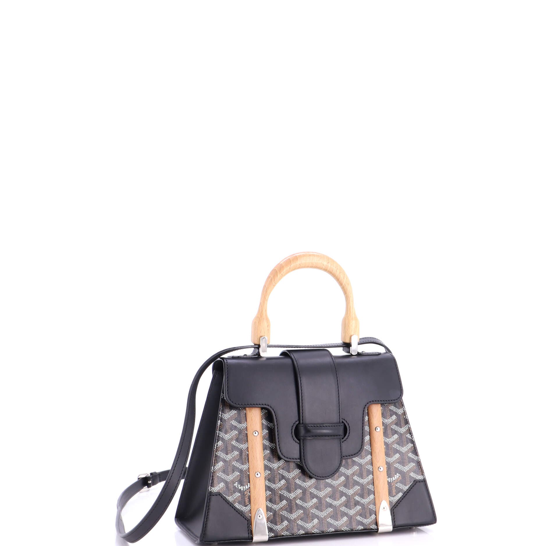 Saigon Top Handle Bag Coated Canvas with Leather PM, Alternate, color, Black