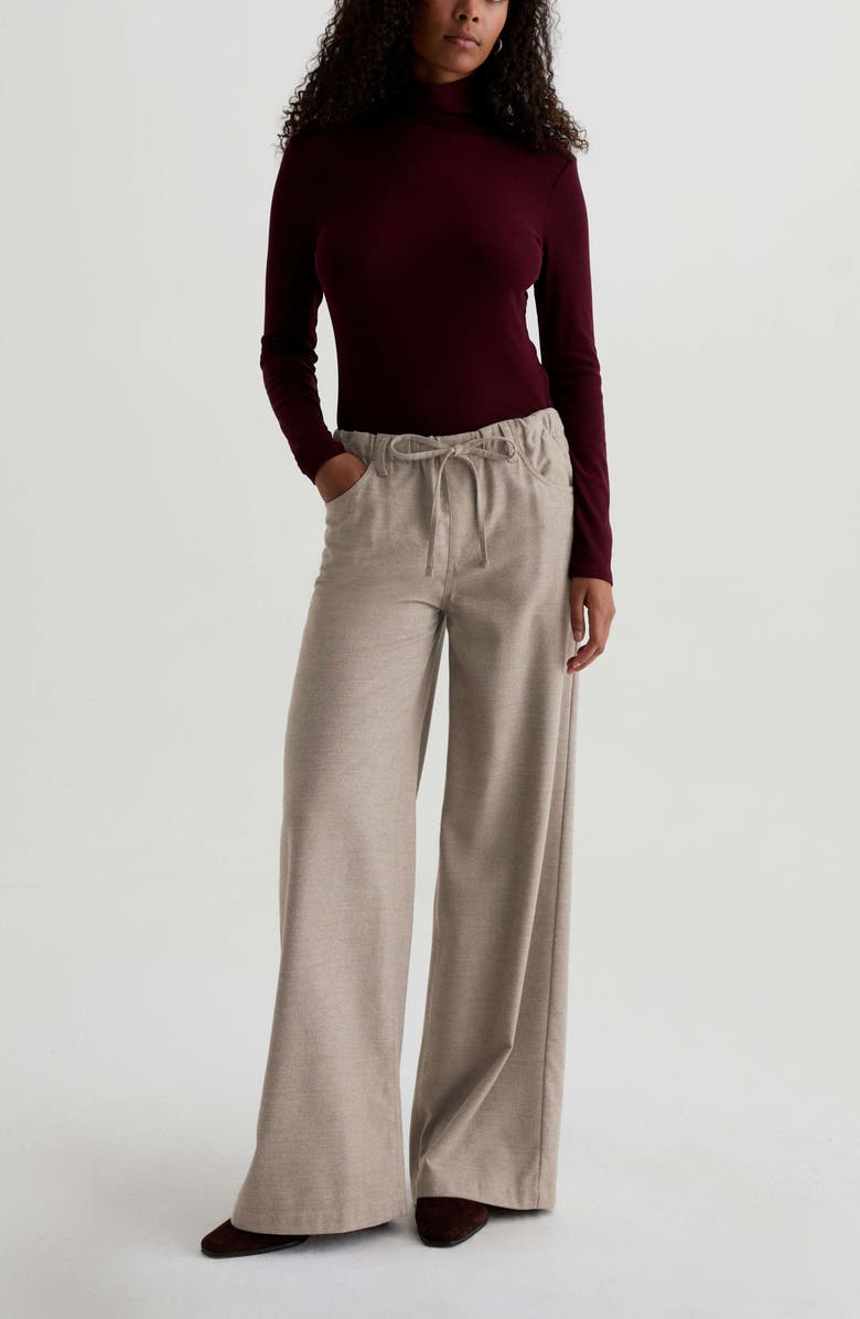 AG Stella Drawstring Wide Leg Pants, Alternate, color, Melange Oat