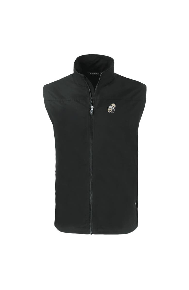 Cutter & Buck Men's Cutter & Buck  Black New Orleans Saints Throwback Charter Eco Recycled Full-Zip Vest, Alternate, color, 