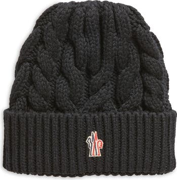 Moncler Grenoble Logo Embroidered Virgin Wool Cable Beanie | Nordstrom