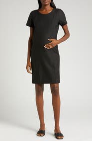 Marion Women's Short Sleeve Knee Length Maternity & Nursing Dress in Italian Stretch Suiting Fabric