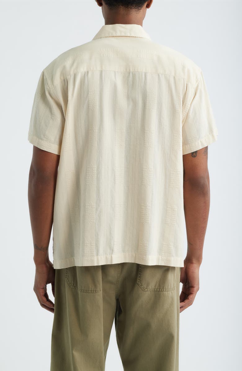 Obey Samuel Texture Stripe Camp Shirt, Alternate, color, Unbleached Multi