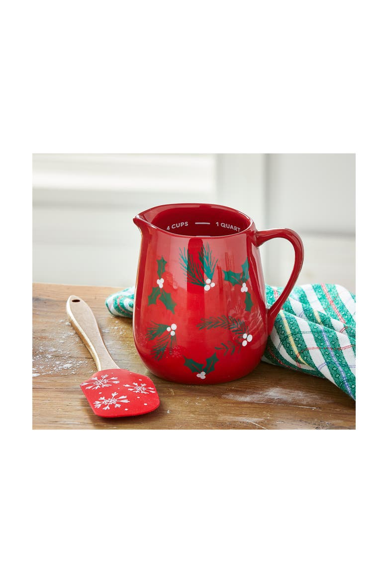Nutcracker Ceramic Measuring Pitcher for Christmas Beverages, Alternate, color, Multicolored