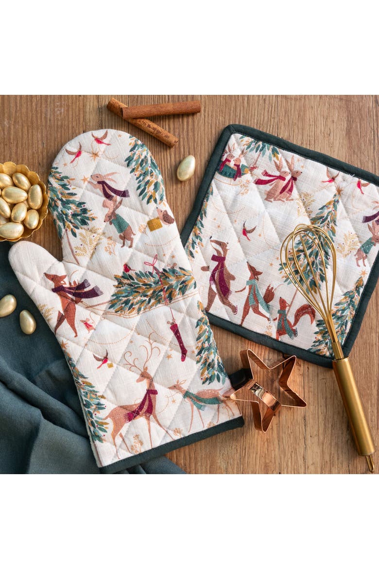 Woodland Tales Oven Mitt & Pot Holder Set of 2, Alternate, color, Beige