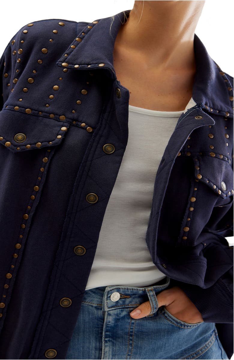 Free People Keepin On Stud Trucker Jacket, Alternate, color,