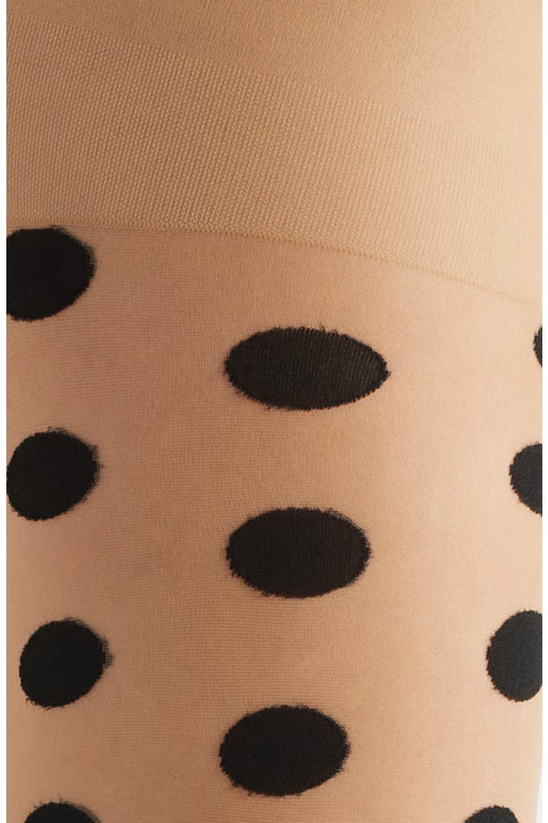 Spotlight Polka Dot Jacquard Sheer Tights, Alternate, color, NUDE
