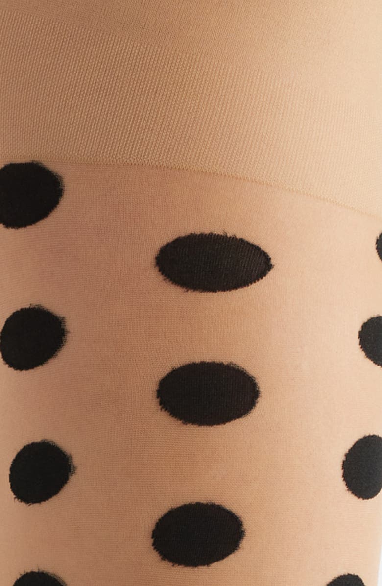 HIGH HEEL JUNGLE Spotlight Polka Dot Jacquard Sheer Tights, Alternate, color, Nude