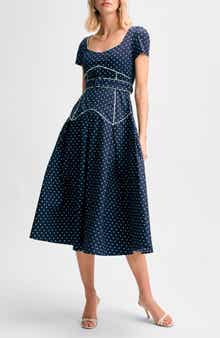 Isaac Mizrahi New York Pleated Belted Fit & Flare Midi Dress