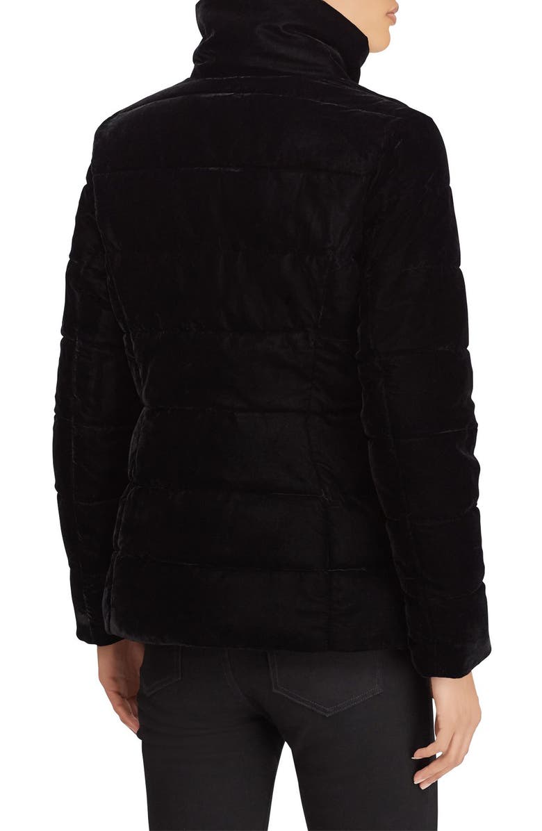 Lauren Ralph Lauren Velvet Puffer Jacket, Alternate, color, 