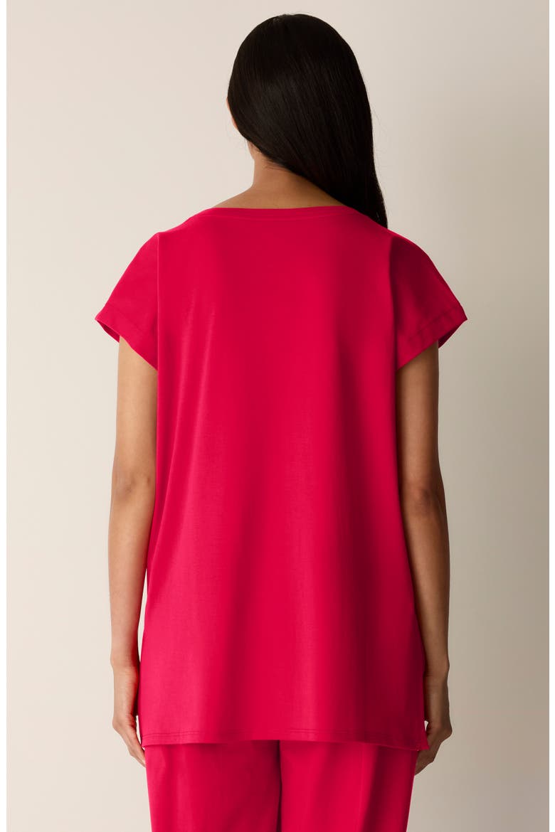 Jewel Neck Organic Cotton Pajama Top, Alternate, color, CRIMSON