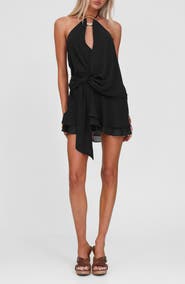 Tiger Mist Indigo Halter Neck Minidress