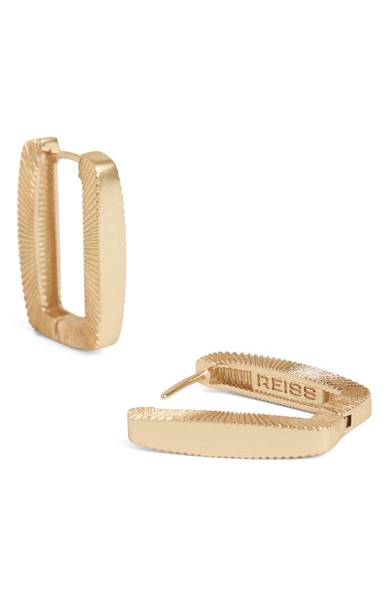 Reiss Grace Graphic Hoop Earrings, Alternate, color, Gold Tone