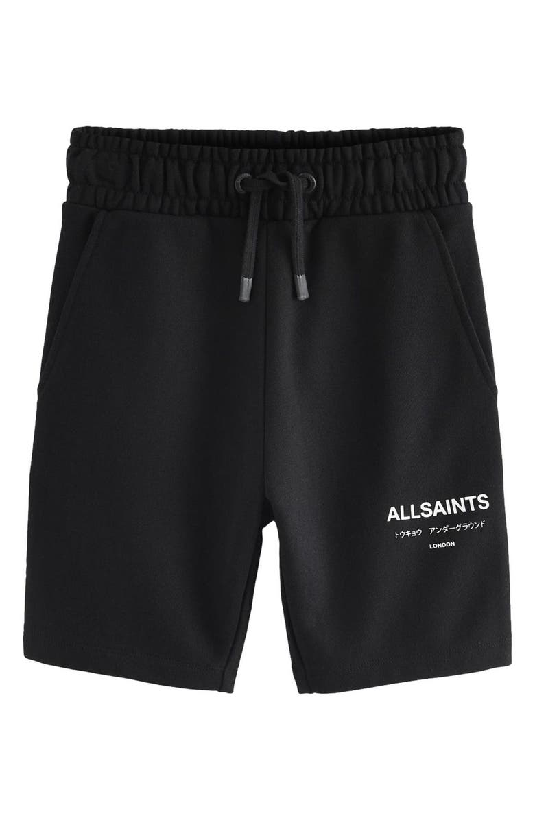 smALLSAINTS by ALLSAINTS Kids' Underground Logo Graphic Sweat Shorts, Main, color, Black