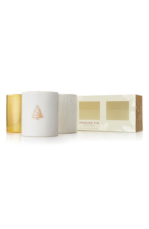 Frasier Fir Gilded Collection Set of Three Votive Candles