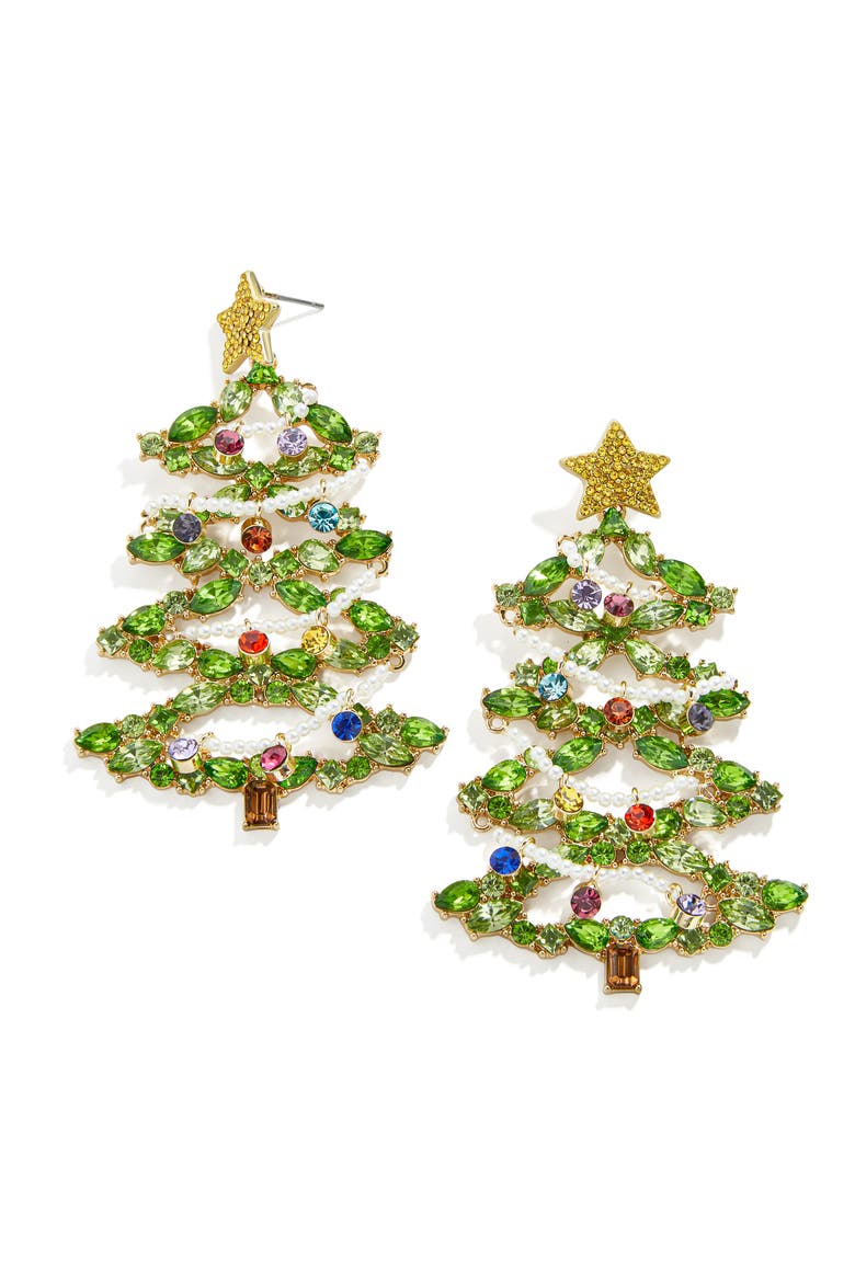 Christmas Tree Deck the Halls Drop Earrings, Main, color, MULTI