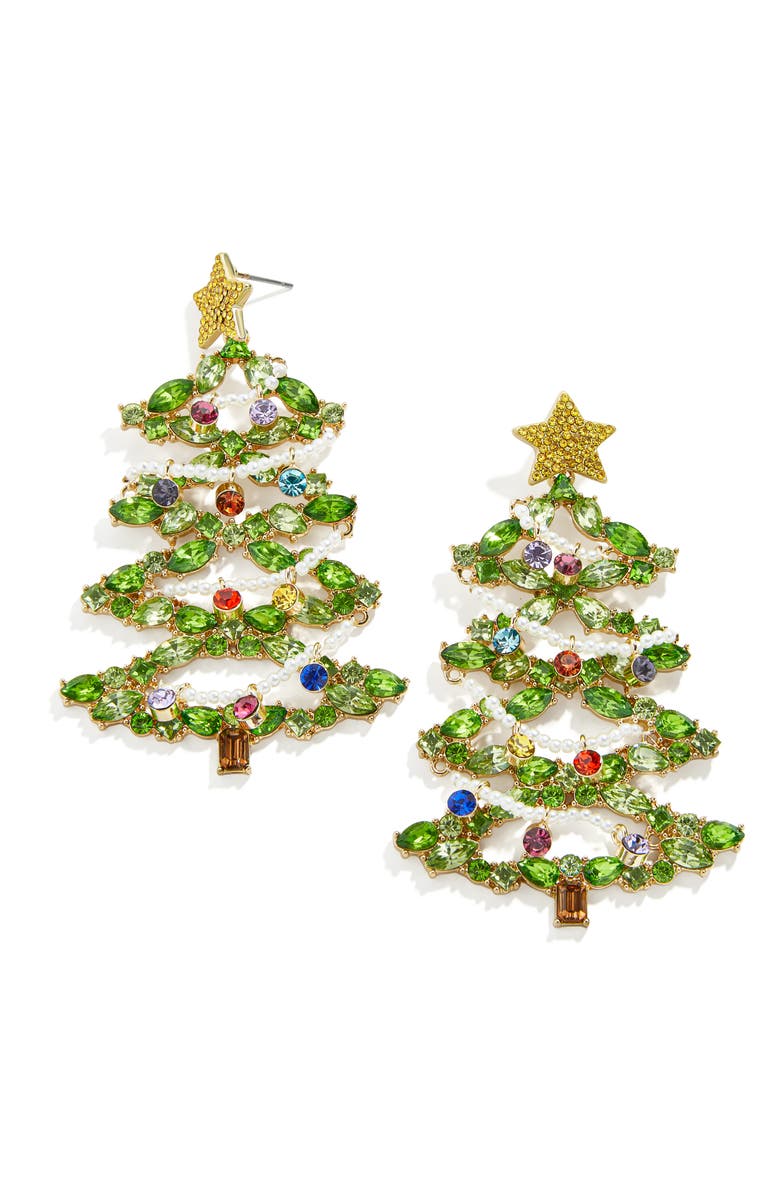 BaubleBar Christmas Tree Deck the Halls Drop Earrings, Main, color,