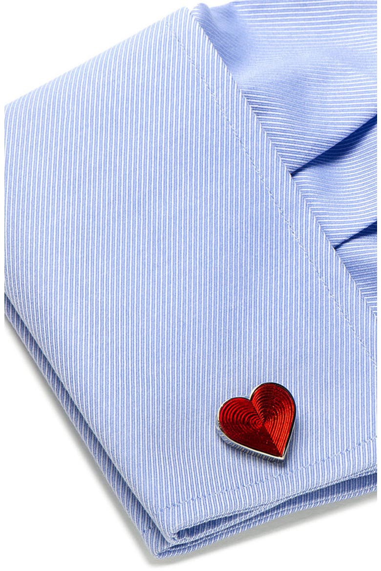 Heart Cuff Links, Alternate, color, RED