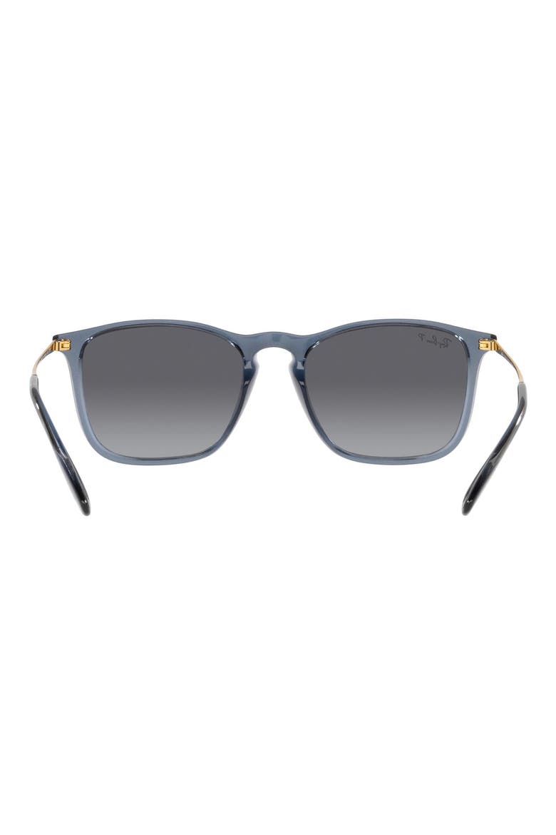 54mm Gradient Polarized Rectangular Sunglasses, Alternate, color, ROSE GOLD BLACK