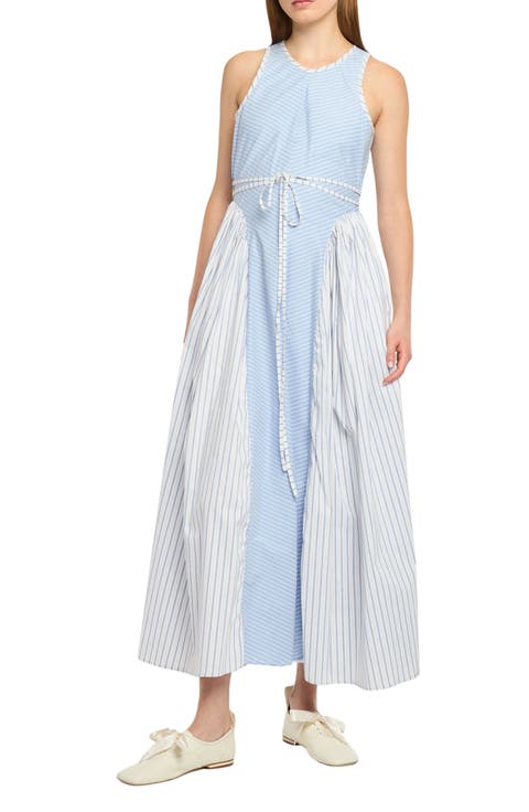 Emin Mixed Stripe Sleeveless Cotton Blend Maxi Dress