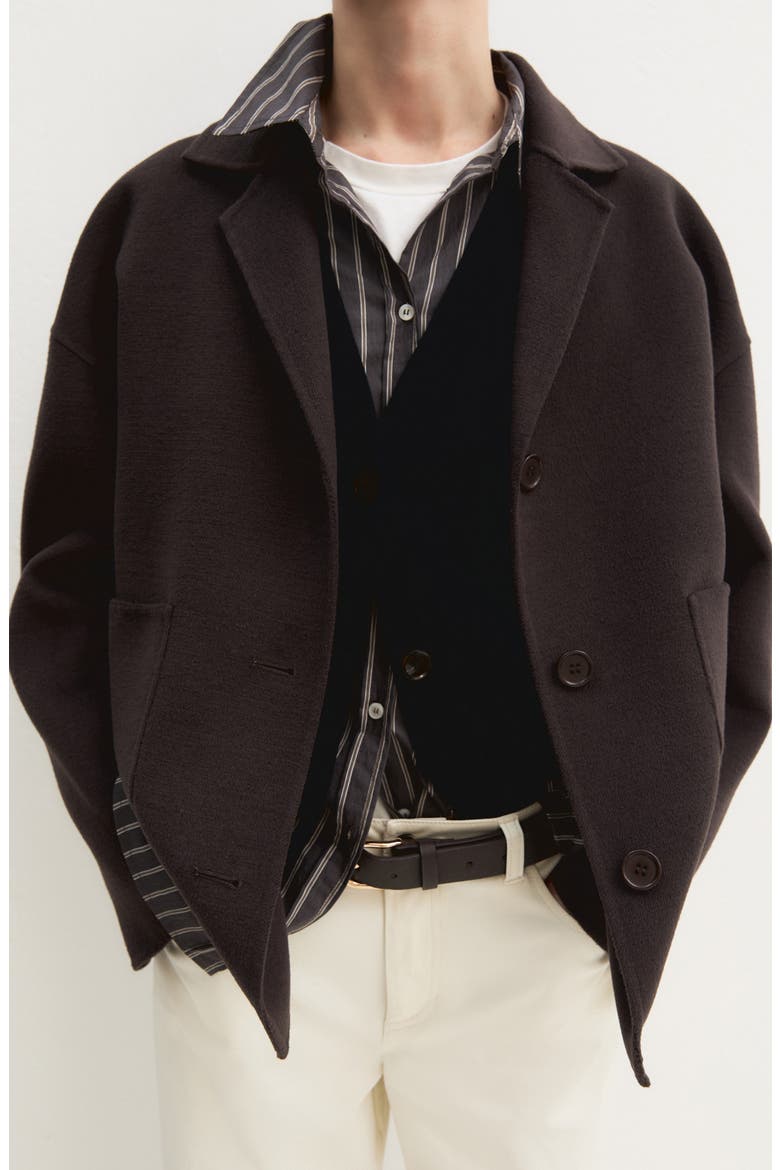 Flipper Notched Lapel Jacket, Alternate, color, DARK BROWN