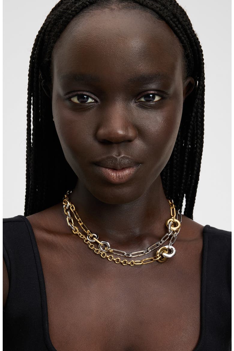 interlock long necklace, Alternate, color, SILVER GOLD