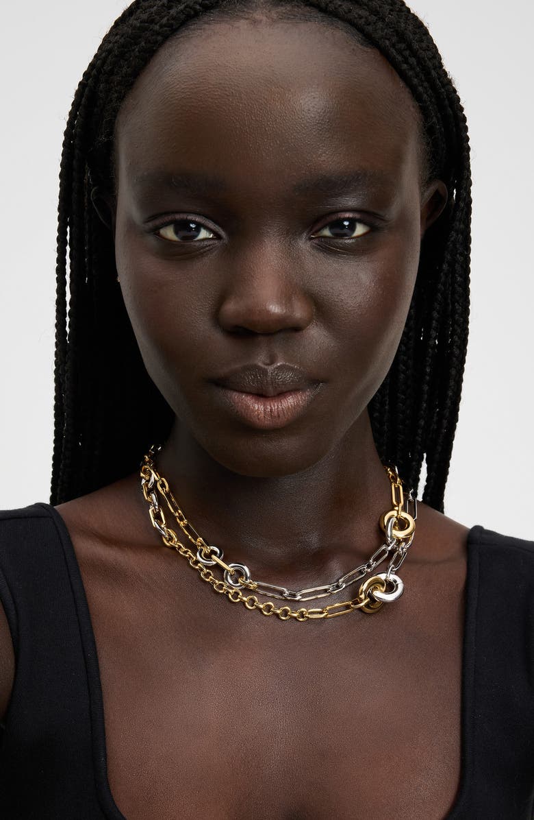 Kate Spade New York interlock long necklace, Alternate, color, Silver Gold