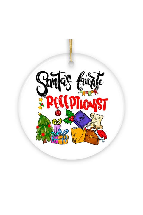 Santas Favorite Receptionist Holiday Ceramic Ornament