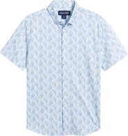 Mizzen+Main Halyard Trim Fit Leaf Print Short Sleeve Button-Up Shirt