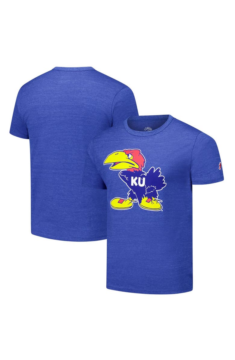 LEAGUE COLLEGIATE WEAR Men's League Collegiate Wear Heather Royal Kansas Jayhawks Victory Falls Tri-Blend T-Shirt, Main, color, Heather Royal