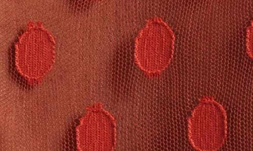 Ulla Johnson Soraya Dot Sheer Mesh Button-up Shirt In Red