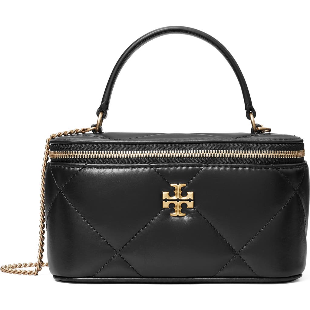 Tory Burch Kira Quilted Leather Vanity Case In Black