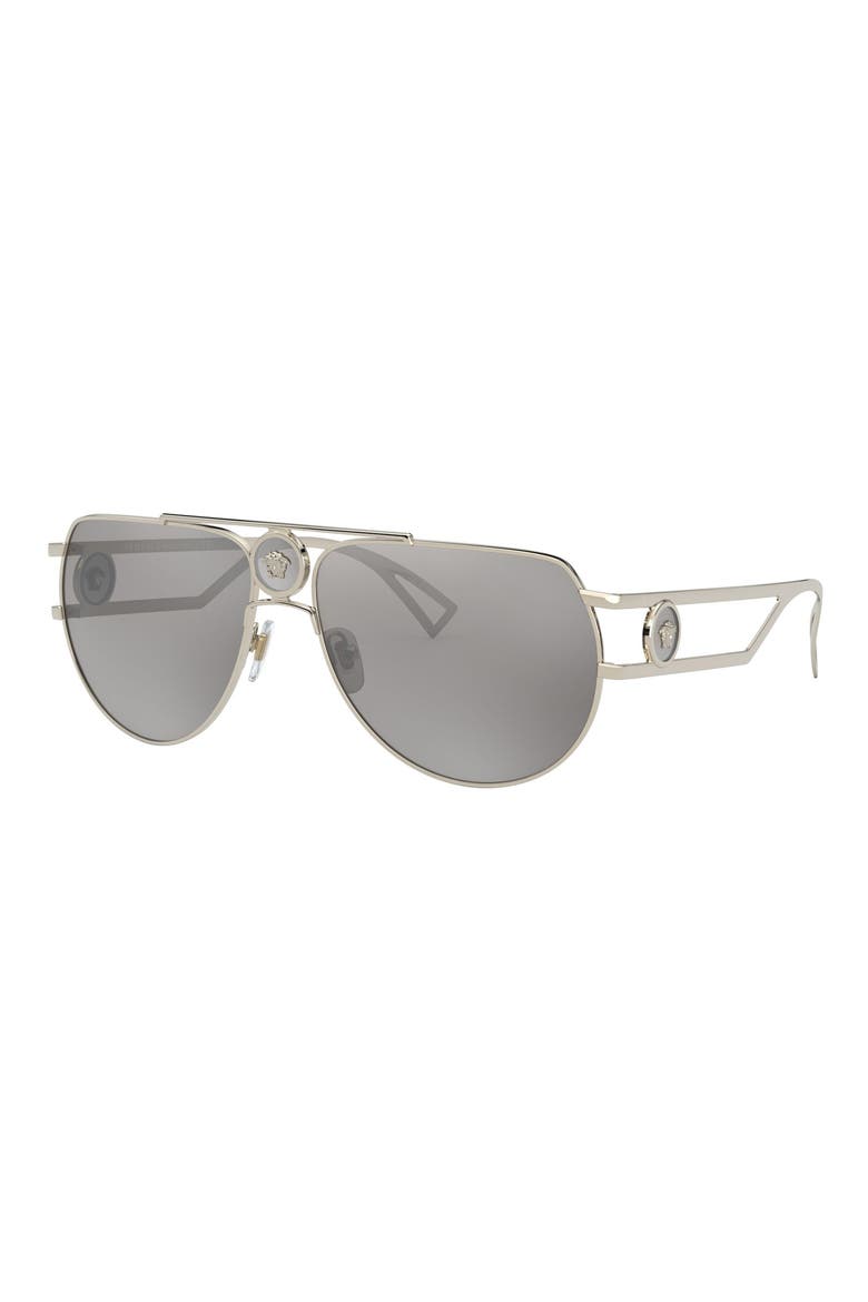60mm Aviator Sunglasses, Alternate, color, PALE GOLD/ LIGHT GREY