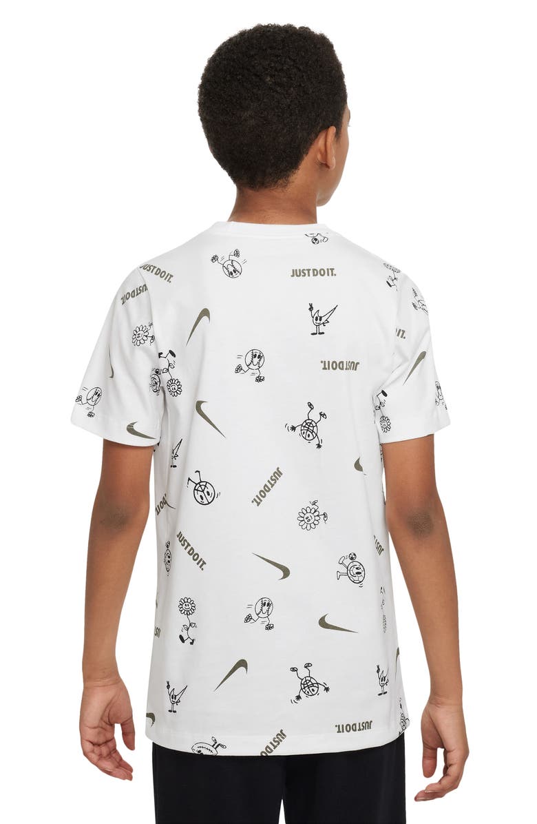 Nike Kids' Sportswear Print Cotton T-Shirt, Alternate, color, White