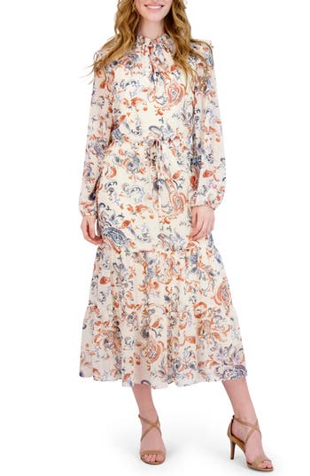Julia Jordan Floral Print Long Sleeve Midi Dress